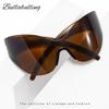 bullabulling Oversized Shield Futuristic Sunglasses for Women Men Alien Fashion Y2K Wrap Around Visor Sun Glasses Shades (red) view 4
