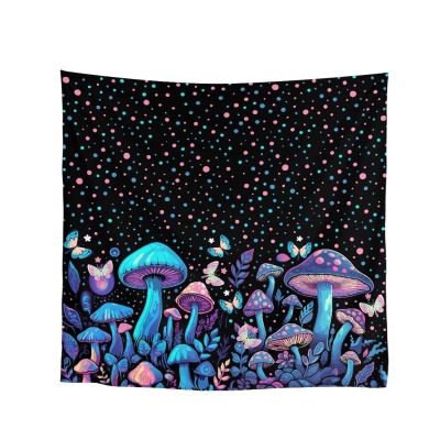 Coloranimal Cottagecore Retro Hippie Flower Moth Mushroom Scarf for Women Ladies Square Silk Feeling Head Scarf-Women's Fashion Silk Like Chiffon Scarf for Hair Wrap and Neck Scarf 90cm x 90cm