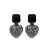 2PCS Women's Square Ear Clips Clip On Earrings,Non Pierced Earrings for Brides, Bridesmaids, Prom and Wedding (Black Grey Heart Shape Ear Clips) view 1