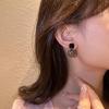 2PCS Women's Square Ear Clips Clip On Earrings,Non Pierced Earrings for Brides, Bridesmaids, Prom and Wedding (Black Grey Heart Shape Ear Clips) view 4