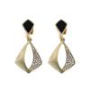Women's Black Ear Clips Clip On Earrings Non Pierced Earrings for Brides, Bridesmaids, Prom and Wedding (Black Golden Ear Clips) view 1