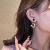 Women's Black Ear Clips Clip On Earrings Non Pierced Earrings for Brides, Bridesmaids, Prom and Wedding (Black Golden Ear Clips) view 4