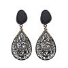 Clip On Earrings For Women, Hypoallergenic, Won't Fall Off & Don't Pinch, They Look Pierced, But Don't Need Pierced(Black Gray Hollow Ear Clips) view 1