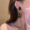 Clip On Earrings For Women, Hypoallergenic, Won't Fall Off & Don't Pinch, They Look Pierced, But Don't Need Pierced(Black Gray Hollow Ear Clips) view 3