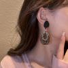 Clip On Earrings For Women, Hypoallergenic, Won't Fall Off & Don't Pinch, They Look Pierced, But Don't Need Pierced(Black Gray Hollow Ear Clips) view 4