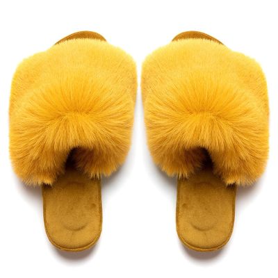 Autumn and Winter Cute Net Red Wool Cotton Slippers Women's Thick Sole Massage Home Wood Flooring Spring and Autumn Household Slippers 40-41 Gooseyellow