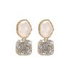 2PCS Women's Square Ear Clips Clip On Earrings,Non Pierced Earrings for Brides, Bridesmaids, Prom and Wedding (Golden White Ear Clips)