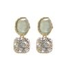 2PCS Women's Square Ear Clips Clip On Earrings,Non Pierced Earrings for Brides, Bridesmaids, Prom and Wedding (Green Golden Ear Clips) view 1