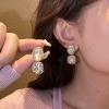 2PCS Women's Square Ear Clips Clip On Earrings,Non Pierced Earrings for Brides, Bridesmaids, Prom and Wedding (Green Golden Ear Clips) view 3