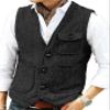 Yarizm Casual Men's Vests Herringbone Tweed Vest V-Neck Waistcoat For Men Retro Men's Wedding Vests Travel Workwear Vest view 1
