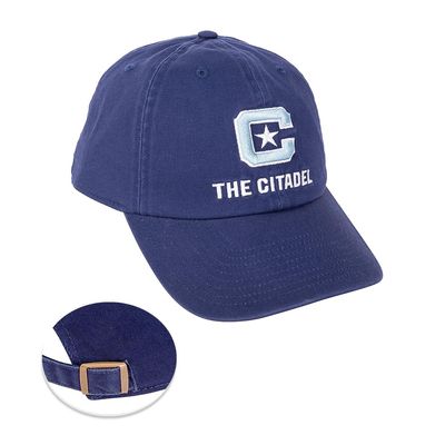 Desert Cactus The Citadel University Baseball Hat Military College of South Carolina Bulldogs Brimmed Embroidered Hats Cap Adjustable Cloth Strap Adult (Style 1) Blue