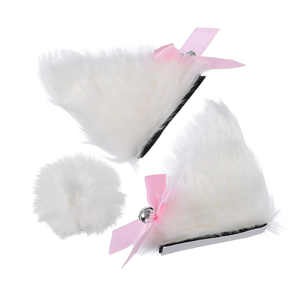 FAVOMOTO 6pcs Plush Cat Ears and Tail Decor for Motorcycle Styling Cute and Creative Accessory for Role Play and Holiday Parties