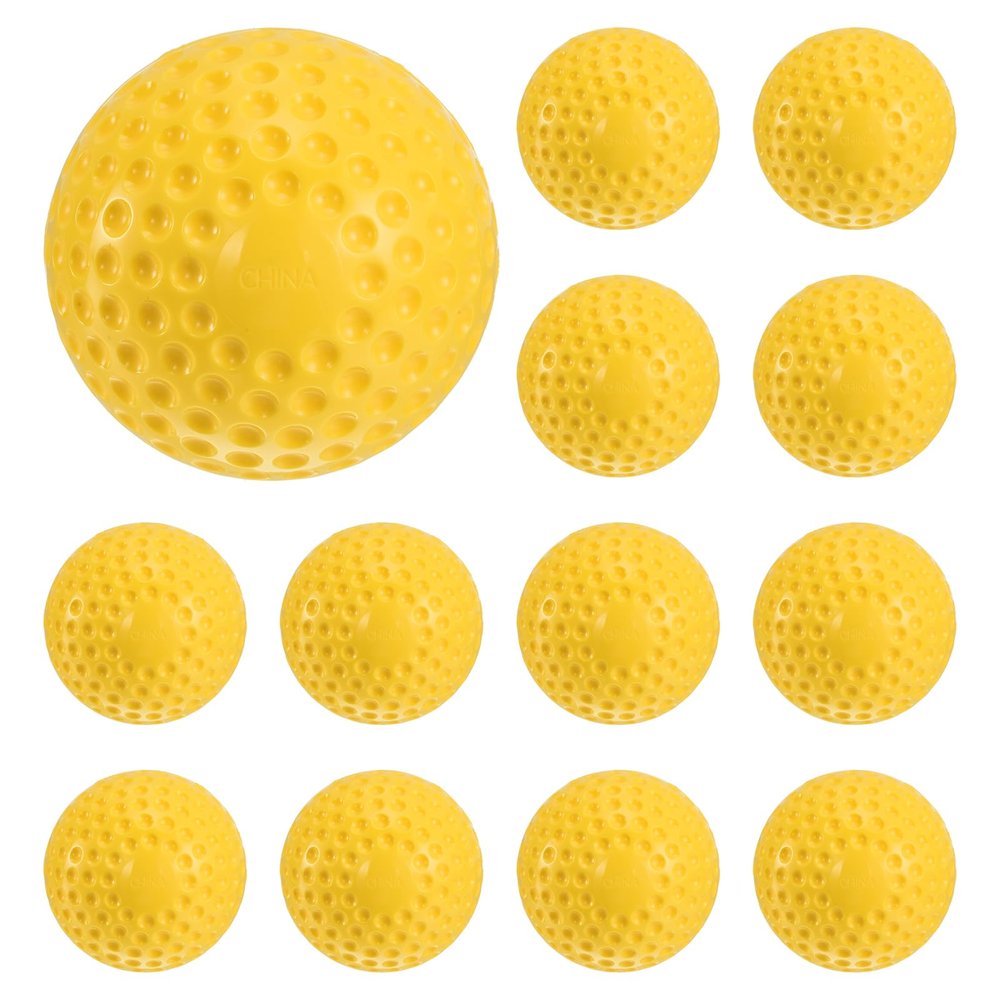 PATIKIL 12 Inch Pitching Machine Softballs 12 Pack Yellow Dimpled Softball Practice Softball PU Sports Game Ball for Hitting Fielding Practice Hand-Eye Coordination