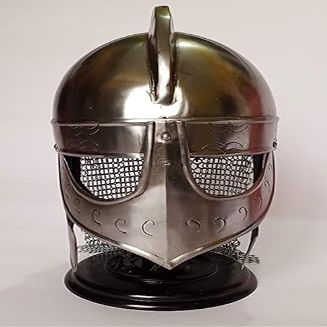 Armor Helmet Silver Finish | Medieval Helmets Metal Knight Helmets | Wearable for Adult | Medieval Costumes Chainmail | Helm Armor SCA LARP Replica Costume By Dream Land & Greenfild