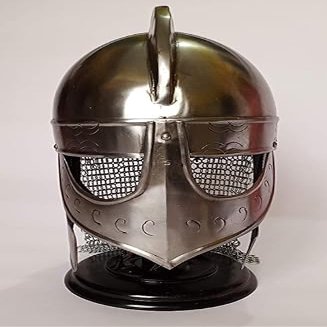 Armor Helmet Silver Finish | Medieval Helmets Metal Knight Helmets | Wearable for Adult | Medieval Costumes Chainmail | Helm Armor SCA LARP Replica Costume By Dream Land & Greenfild