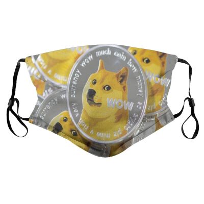 Reusable Cloth Face Masks with 2 Filters Dog-Dogecoin-Shiba-Inu Washable Face Covering Medium Black