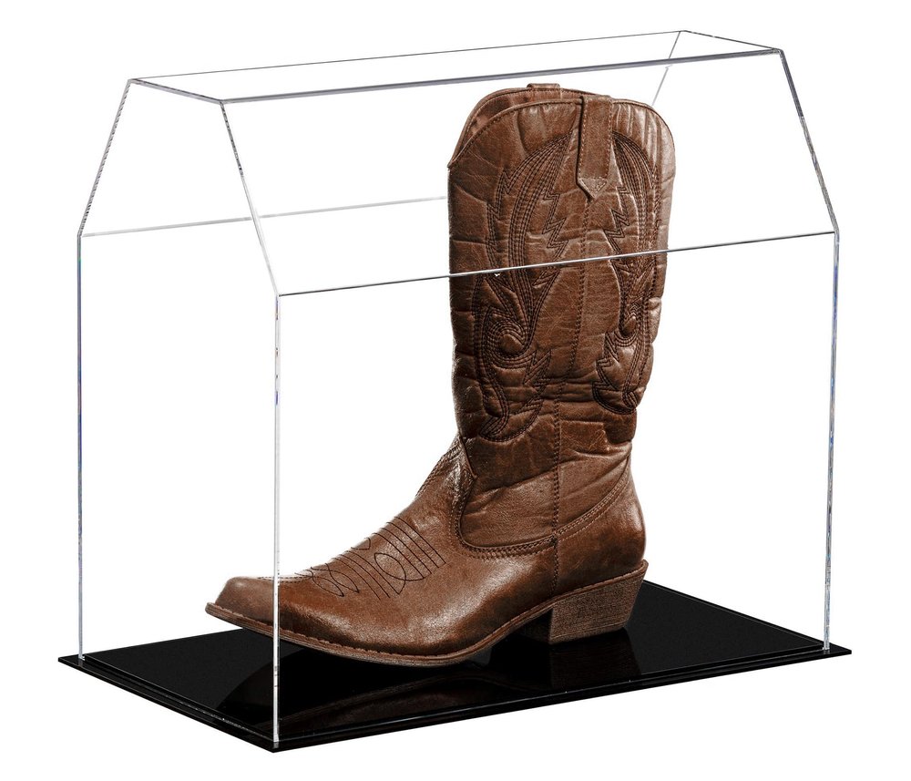 Better Display Cases Cowboy Boot Clear Acrylic Display Case with Black Base - 15.75 X 8.75 X 14.25 (A022/SP06)
