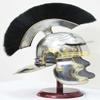 Roman Centurion Helmet Black Plume Armor Helmet With Wooden Display Stand Medieval Metal Replica Helm Soldier Costume view 1