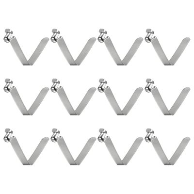 HARFINGTON 12pcs Single Button Kayak Paddle Snap Spring Clip 65x12mm 65Mn Spring Steel V-Shaped Hollow Lift Telescopic Locking Tube Pole Clips for Tent Umbrella Camping