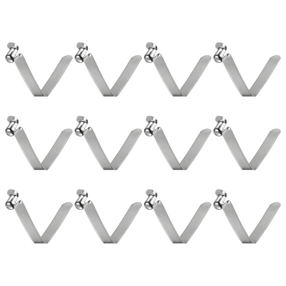 HARFINGTON 12pcs Single Button Kayak Paddle Snap Spring Clip 65x12mm 65Mn Spring Steel V-Shaped Hollow Lift Telescopic Locking Tube Pole Clips for Tent Umbrella Camping