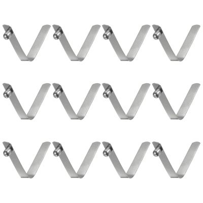 HARFINGTON 12pcs Single Button Kayak Paddle Snap Spring Clip 40x6.3mm 65Mn Spring Steel V-Shaped Solid Lift Telescopic Locking Tube Pole Clips for Tent Umbrella Camping