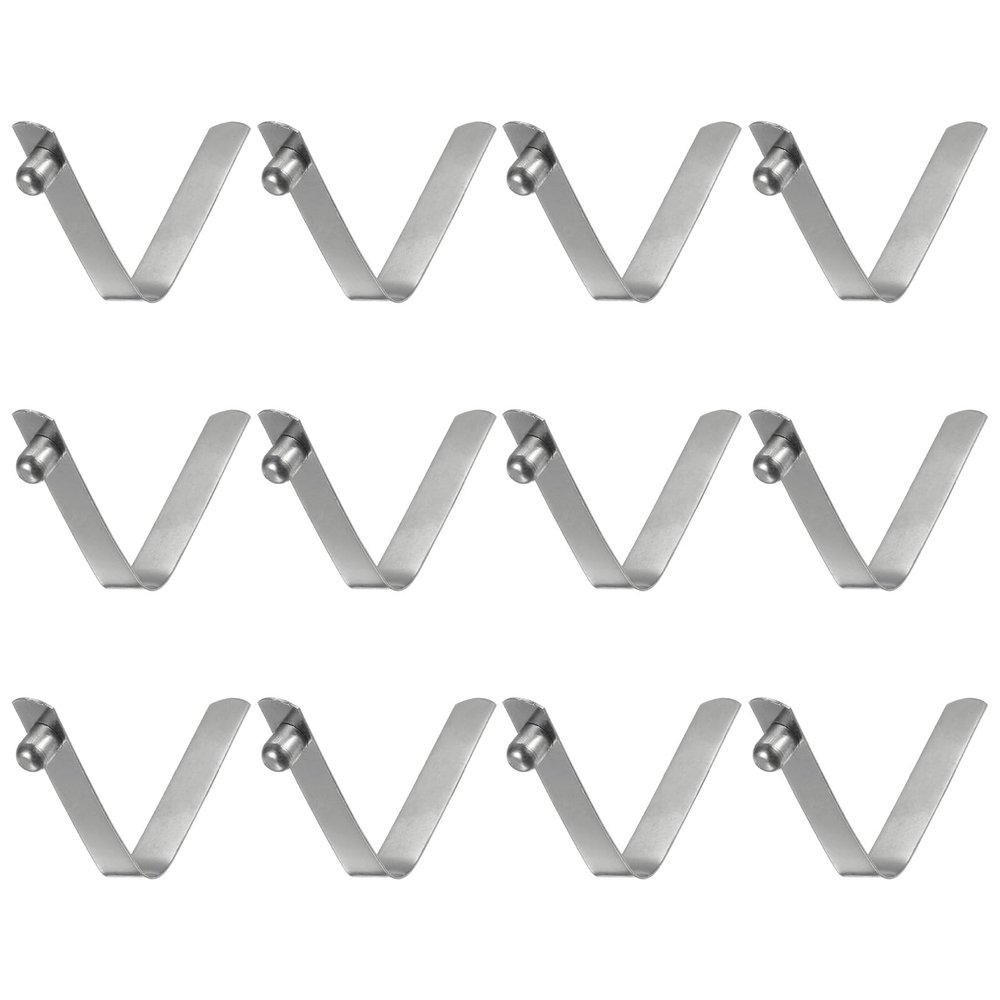 HARFINGTON 12pcs Single Button Kayak Paddle Snap Spring Clip 40x6.3mm 65Mn Spring Steel V-Shaped Solid Lift Telescopic Locking Tube Pole Clips for Tent Umbrella Camping