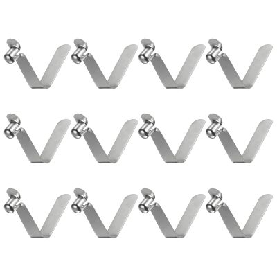 HARFINGTON 12pcs Single Button Kayak Paddle Snap Spring Clip 42x10mm 65Mn Spring Steel V-Shaped Hollow Lift Telescopic Locking Tube Pole Clips for Tent Umbrella Camping