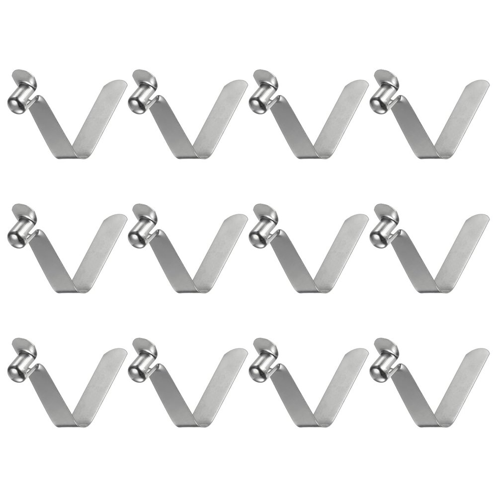 HARFINGTON 12pcs Single Button Kayak Paddle Snap Spring Clip 42x10mm 65Mn Spring Steel V-Shaped Hollow Lift Telescopic Locking Tube Pole Clips for Tent Umbrella Camping