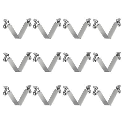 HARFINGTON 12pcs Double Button Kayak Paddle Snap Spring Clip 40x9.5mm 65Mn Spring Steel V-Shaped Hollow Lift Telescopic Locking Tube Pole Clips for Tent Umbrella Camping