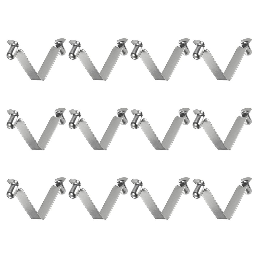 HARFINGTON 12pcs Double Button Kayak Paddle Snap Spring Clip 40x9.5mm 65Mn Spring Steel V-Shaped Hollow Lift Telescopic Locking Tube Pole Clips for Tent Umbrella Camping