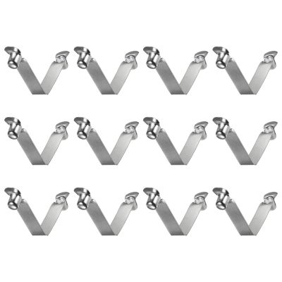 HARFINGTON 12pcs Double Button Kayak Paddle Snap Spring Clip 60x10mm 65Mn Spring Steel V-Shaped Hollow Lift Telescopic Locking Tube Pole Clips for Tent Umbrella Camping