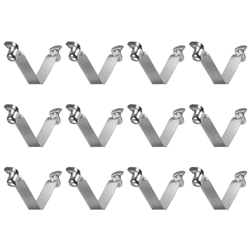 HARFINGTON 12pcs Double Button Kayak Paddle Snap Spring Clip 60x10mm 65Mn Spring Steel V-Shaped Hollow Lift Telescopic Locking Tube Pole Clips for Tent Umbrella Camping
