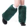 KMBANGI Women Faux Fur Leg Warmers Furry Harajuku Japanese Socks Fuzzy Long Boot Cuffs Covers Christmas Party Costume Accessory(Dark Green,One Size) view 1