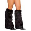 KMBANGI Women Faux Fur Leg Warmers Furry Christmas Legsleeve Socks Fuzzy Long Boot Cuffs Covers Holiday Party Costume Accessory(E Cute Black,One Size) view 2