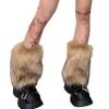 KMBANGI Women Faux Fur Leg Warmers Furry Harajuku Japanese Socks Fuzzy Long Boot Cuffs Covers Holiday Party Costume Accessory(F Coffee Brown 27cm,One Size) view 1