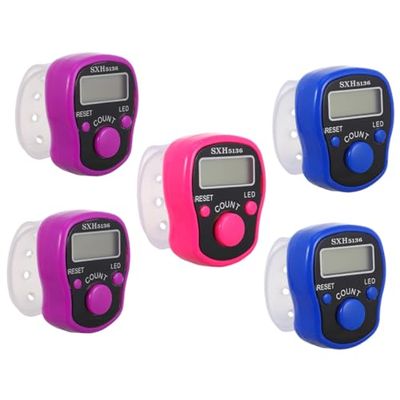 Kisangel 5Pcs Display Counter LED Finger Counter Digital Tally Counter Finger Tally Counter Handheld Counter Digital Counter Hand Tally Counter Counting Device Plastic Electronic