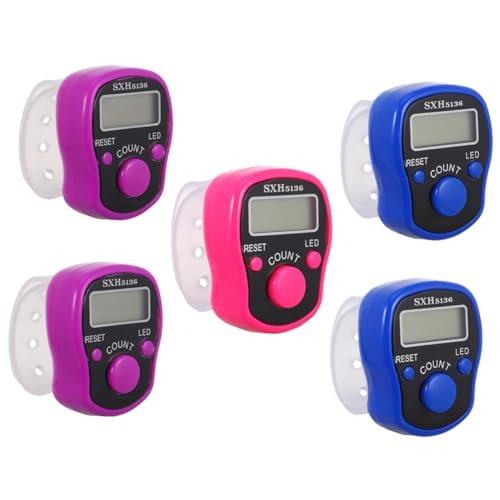 Kisangel 5Pcs Display Counter LED Finger Counter Digital Tally Counter Finger Tally Counter Handheld Counter Digital Counter Hand Tally Counter Counting Device Plastic Electronic