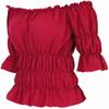 Blouses for Women Off The Shoulder Renaissance Tops Medieval Pirate Shirt Gothic Smocked Boho Short Sleeve Red L view 1