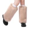 KMBANGI Women Faux Fur Leg Warmers Furry Harajuku Japanese Socks Fuzzy Long Boot Cuffs Covers Christmas Party Costume Accessory(C Khaki Solid,One Size) view 1