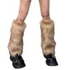 KMBANGI Women Faux Fur Leg Warmers Furry Harajuku Japanese Socks Fuzzy Long Boot Cuffs Covers Holiday Party Costume Accessory(F Coffee Brown 40cm,One Size) view 1