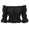 Renaissance Costume Women Blouses Off The Shoulder Short Sleeve Top Medieval Pirate Shirt Gothic Black XL view 1