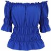 Blouses for Women Off The Shoulder Renaissance Tops Medieval Pirate Shirt Gothic Smocked Boho Short Sleeve Blue M view 1