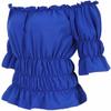 Blouses for Women Off The Shoulder Renaissance Tops Medieval Pirate Shirt Gothic Smocked Boho Short Sleeve Blue M view 2