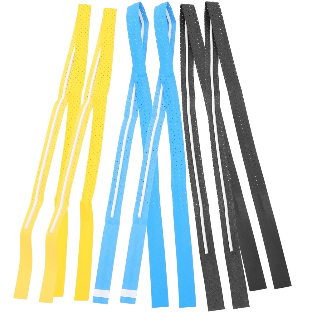 BESPORTBLE 6pcs Skid Tennis Racket Grip Tape Absorbent Pu Material for Enhanced Control and Shock Absorption Suitable for Badminton and Tennis Rackets Black Yellow