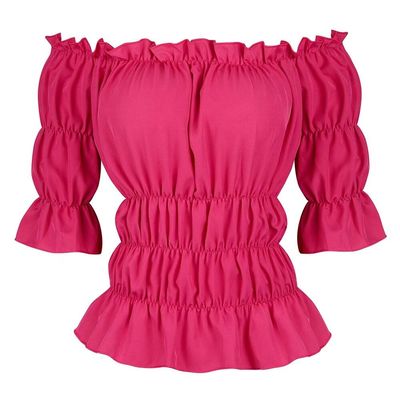 Jutrisujo Womens Renaissance Shirt Medieval Blouses Ruffled Gothic Elegant Formal Victorian Costume Rose 4XL