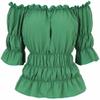 Blouses for Women Off The Shoulder Renaissance Tops Medieval Pirate Shirt Gothic Smocked Boho Short Sleeve Green 3XL view 1