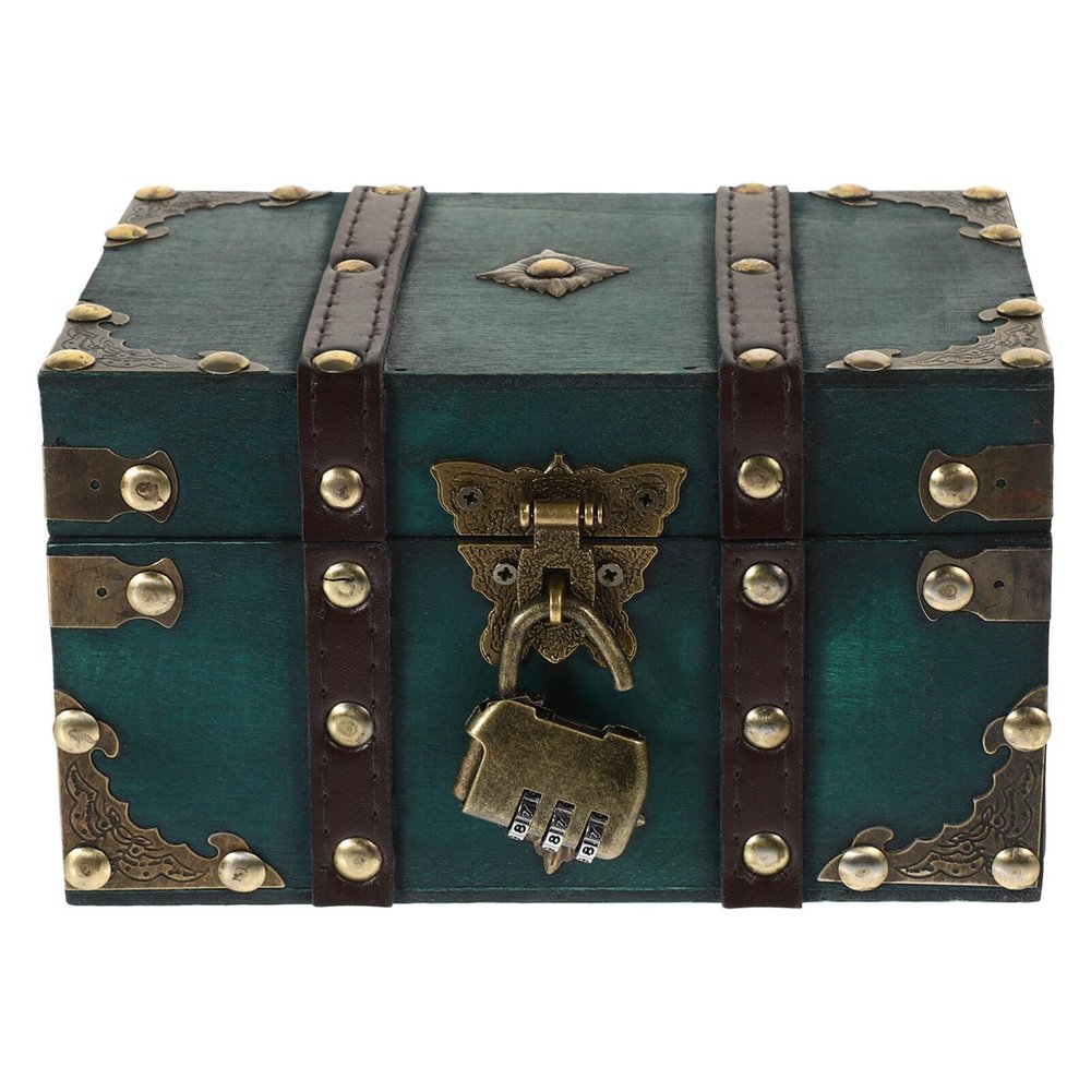 Alipis Wooden Treasure Chest Lock Vintage Jewelry Storage Box Large Capacity Trinket Organizer Retro Design for Home Decor and Keepsakes