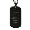 Funny Scientist Gifts, Making a difference without a cape, Sarcasm Unique Birthday Black Dog Tag For Scientist, Coworkers, Men, Women, Friends view 1