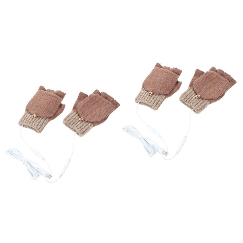 BESPORTBLE 2pairs Usb Heated Gloves for Men Thermal Mitts Comfortable Washable for Electric Bike Riding Wear-resistant Grip