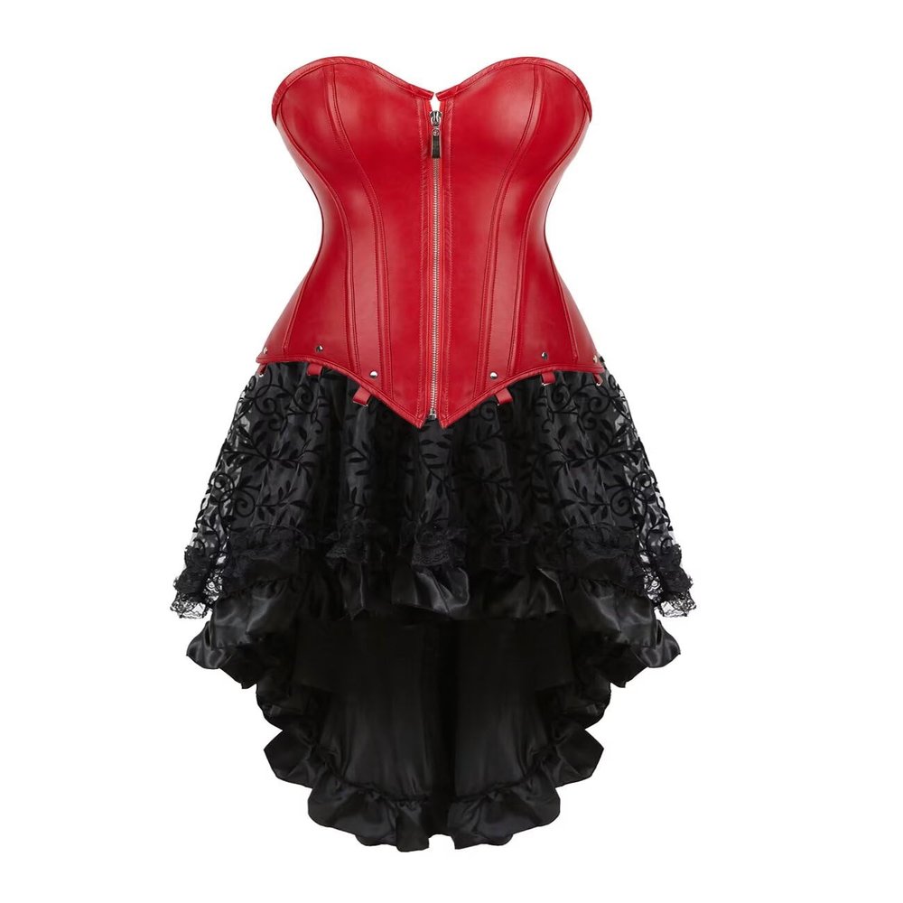 Jutrisujo Purple Corset Dress For Women Lace pu Bustier Gothic Lingerie Plus Size Halloween Costume XS